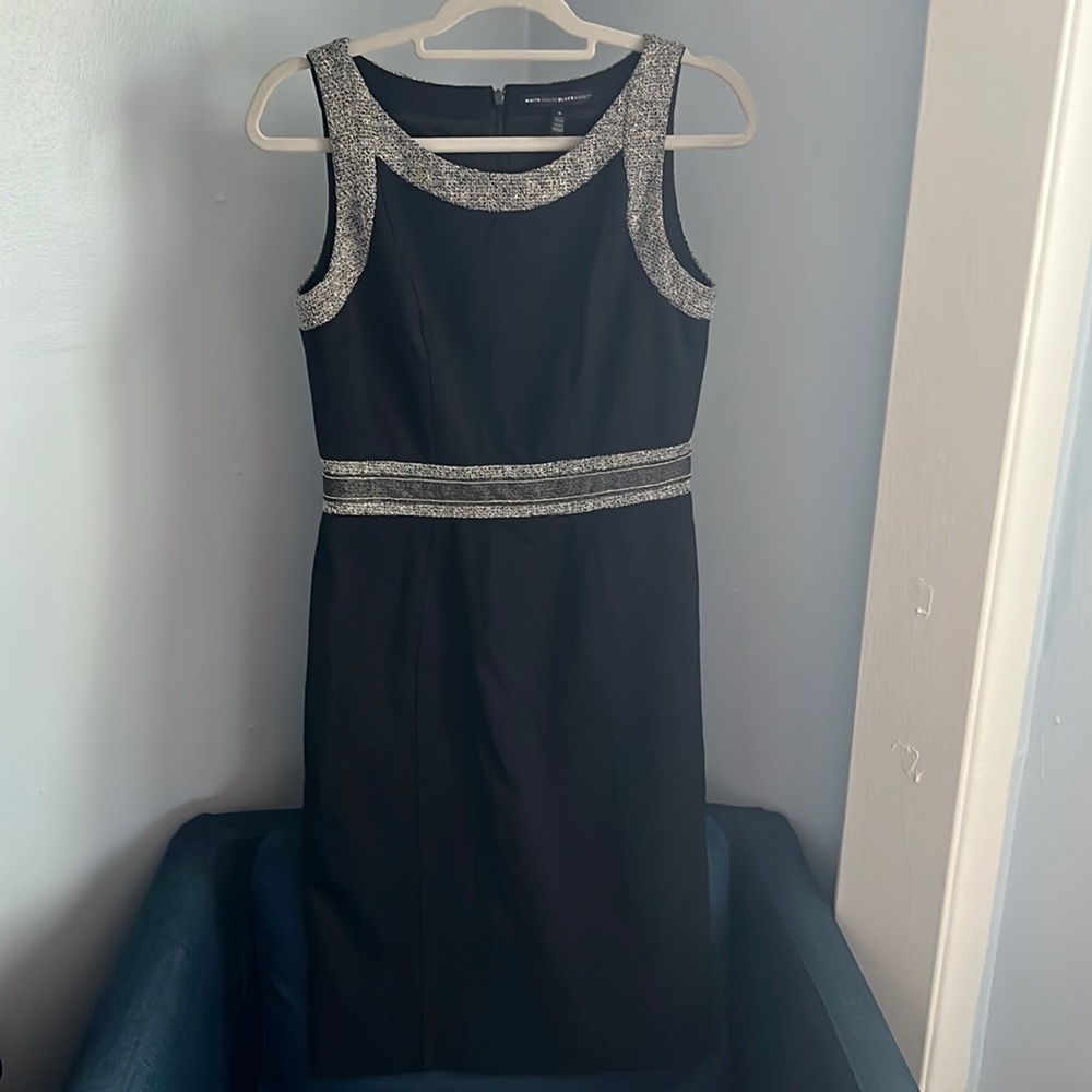 WHBM black and tweed dress sz 6 *missing hook on the hook and eye closure.
